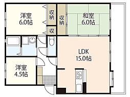 第2ファミーユ半田 3LDKの間取図画像