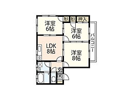 グレイスカンドウC 3DKの間取図画像