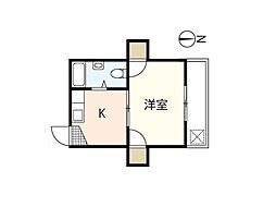 吉島ビル 1Kの間取図画像