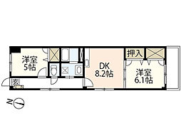 サンコーポ輝 2DKの間取図画像