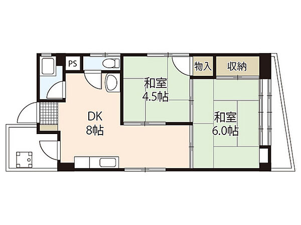 中村ビル ｜広島県広島市中区堺町2丁目(賃貸マンション2DK・3階・40.00㎡)の写真 その2