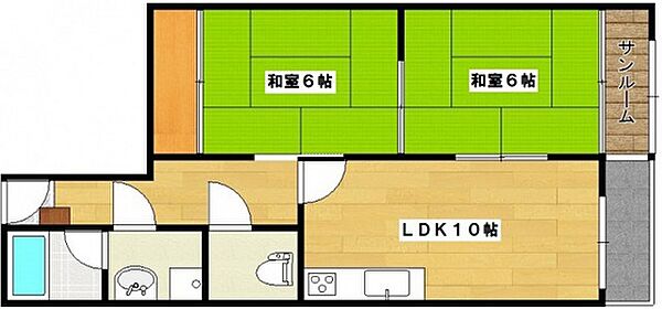 チサンマンション平和大通り ｜広島県広島市中区富士見町(賃貸マンション2LDK・9階・59.36㎡)の写真 その2