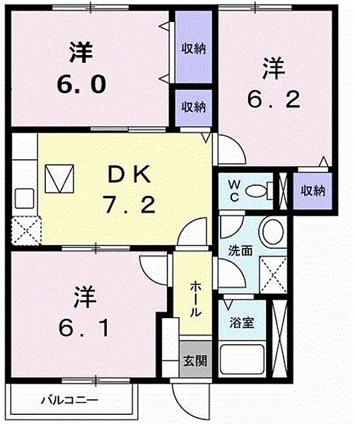 アーバインブレスA ｜広島県安芸郡熊野町出来庭1丁目(賃貸アパート3DK・1階・57.48㎡)の写真 その2