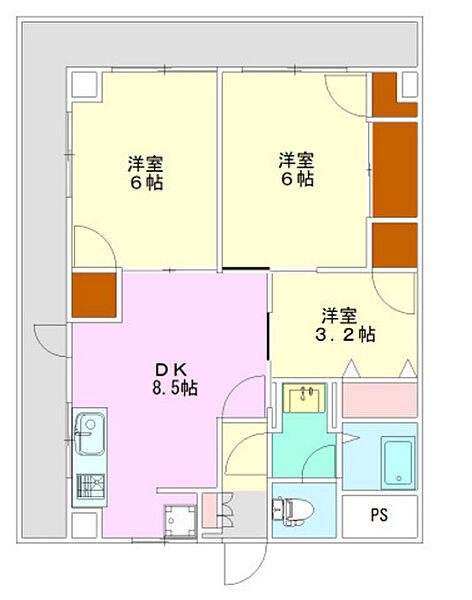 寿々ビル ｜広島県広島市西区観音本町1丁目(賃貸マンション3LDK・3階・52.00㎡)の写真 その2