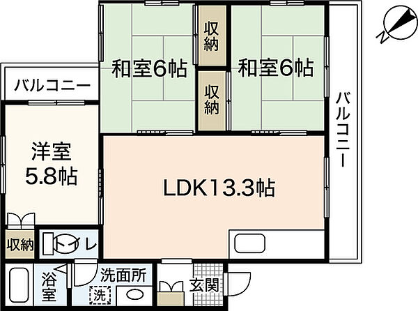 広島県広島市西区古江西町(賃貸アパート3LDK・2階・64.00㎡)の写真 その2