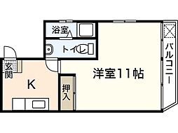 華雅ビル 1Kの間取図画像