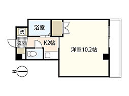 リヴェール西旭 2階1Kの間取り