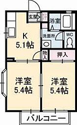 フレグランス高須 1階2Kの間取り