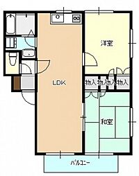 フリーデンス城ケ丘 1階2LDKの間取り