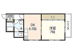 フロール神原 5階1DKの間取り