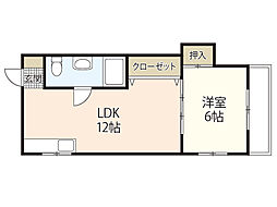 都ビル 1DKの間取図画像