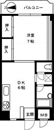 第5松本ビル 1DKの間取図画像