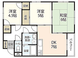 コーポ府南 2階3DKの間取り