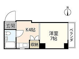 アビリオ東白島 5階1Kの間取り