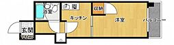 ダイアパレス舟入幸町 4階1Kの間取り