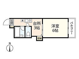 レジデンス東雲 4階1Kの間取り