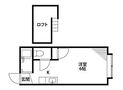 ぷちはいむめもるII 1階ワンルームの間取り