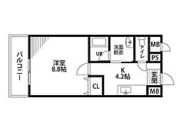 コンコース東堀 1Kの間取図画像