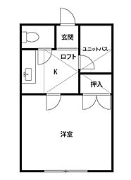 コテージプラネットA 1Kの間取図画像