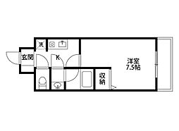 夢ランドワイズテラス笹口 1Kの間取図画像