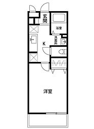 ヴィルヌーブ 1Kの間取図画像