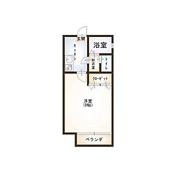 リバティーCoCo 1Kの間取図画像