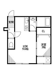 カーサフェリーチェ 1LDKの間取図画像