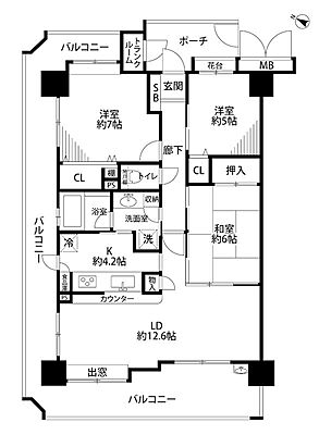 間取り ダイアパレス笹口3丁目 6階/-
