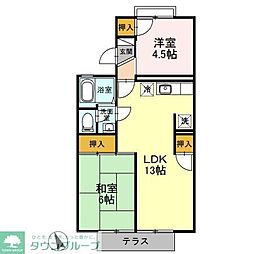 エーエスコーポ 1階2LDKの間取り