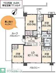 ジオ八潮イーストレジデンス 7階4LDKの間取り