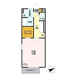 SUNSHINE BELL 1階1Kの間取り
