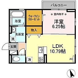 ルミエールI 3階1LDKの間取り