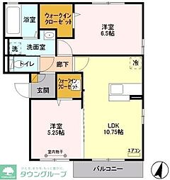 ベル八潮 1階2LDKの間取り
