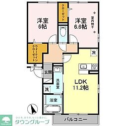 アンクレージュせんげん台 3階2LDKの間取り
