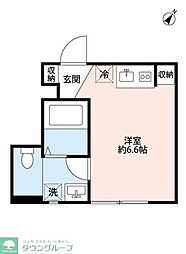 ハナテラス竹ノ塚(ハナテラスタケノヅカ) 1階ワンルームの間取り