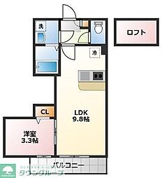 Ｂｅｓｔ　Ｓｔａｇｅ保I 3階1LDKの間取り