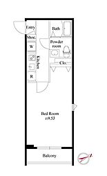 CRESCENT COURT 3階1Kの間取り