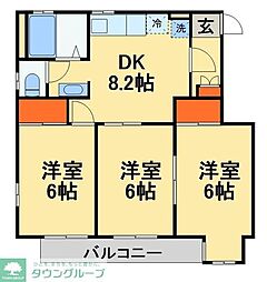 コーポ初美Ｃ棟 1階3DKの間取り