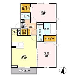 シャルム・ソワニエ　Ｂ 1階2LDKの間取り