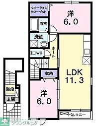 グラース 2階2LDKの間取り