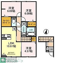 La Pomodoro　Ｂ 2階3LDKの間取り