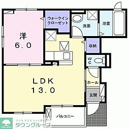 ラ・クレール 1階1LDKの間取り