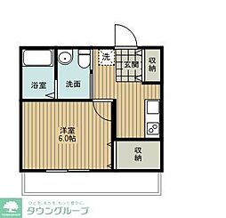 ウエストガーデン越谷恩間 3階1Kの間取り