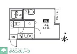 ｓｏｒａせんげん台 2階1Kの間取り