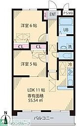 ルネ　シェスタ 3階2LDKの間取り