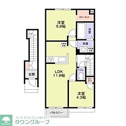(仮称)足立区六木3丁目計画 2LDKの間取図画像