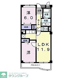 エステート草加第壱館 2LDKの間取図画像