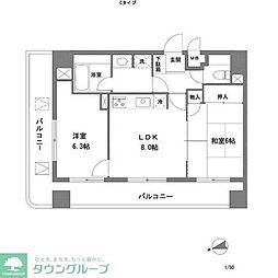 LaVita谷塚駅前1 2LDKの間取図画像
