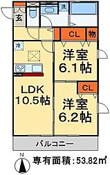 グレイスコート 2LDKの間取図画像