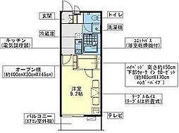 レオパレス壇 1Kの間取図画像